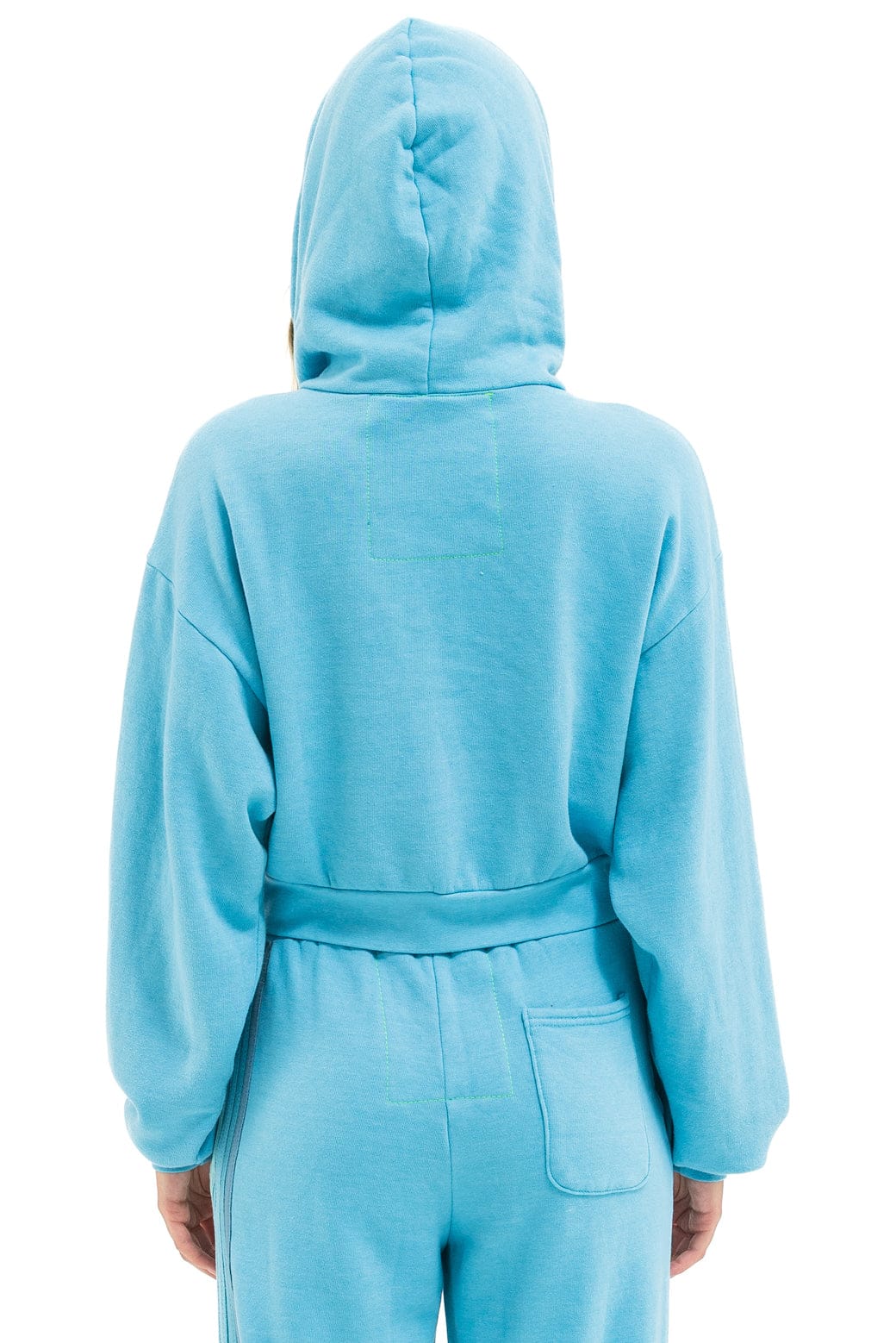 5 STRIPE CROPPED ZIP HOODIE RELAXED - AQUA // AQUA - Image 5