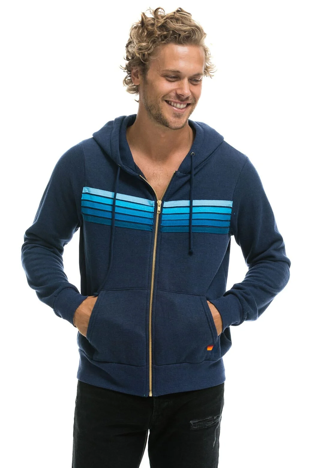 5 STRIPE HOODIE - NAVY // BLUE - Image 10