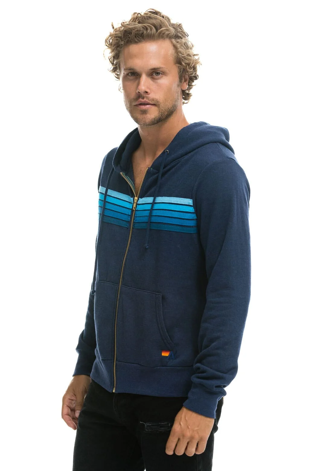 5 STRIPE HOODIE - NAVY // BLUE - Image 4