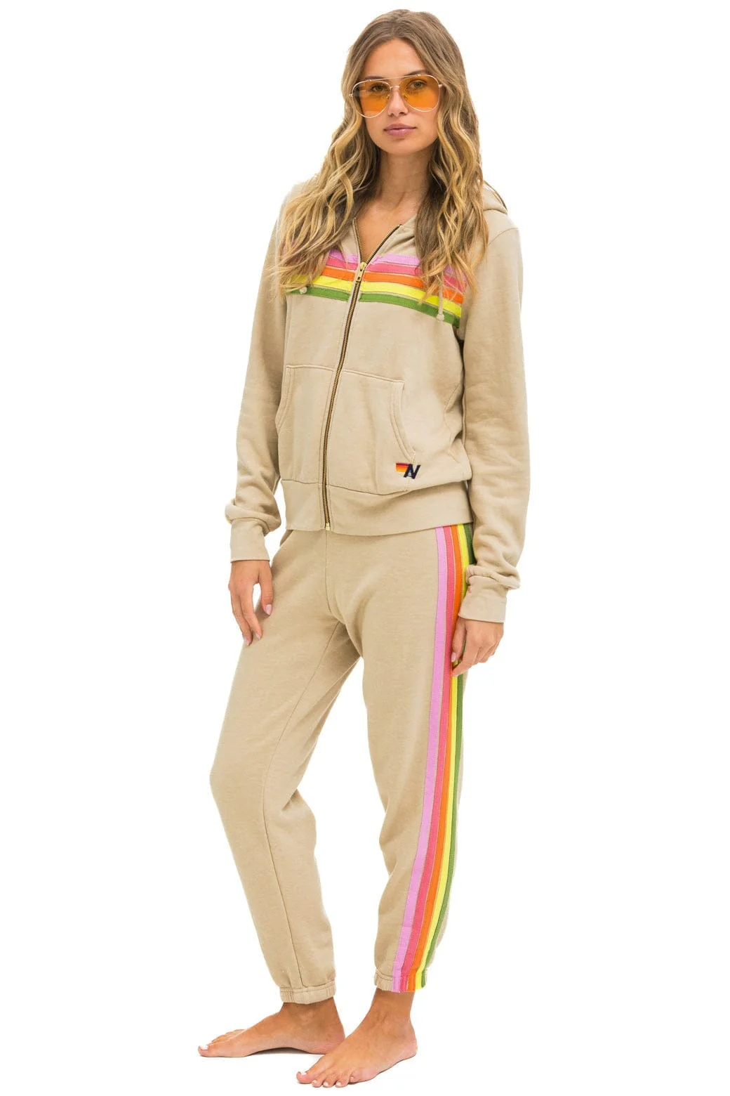 5 STRIPE HOODIE - SAND // PINK // GREEN - Image 11