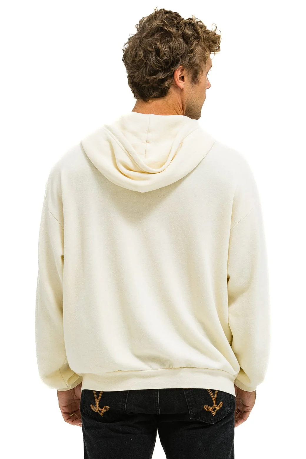 5 STRIPE RELAXED ZIP HOODIE - VINTAGE WHITE // WHITE // GREY - Image 8