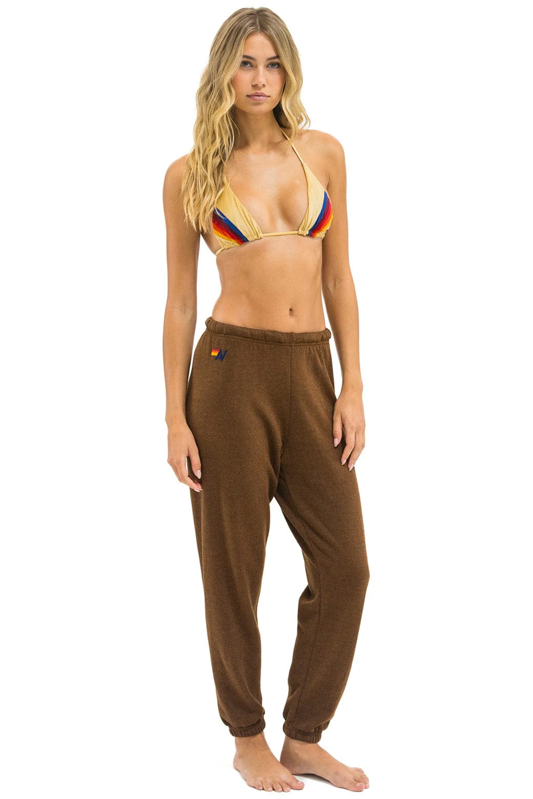 5 STRIPE SWEATPANTS - CHOCOLATE // RAINBOW WHITE - Image 4