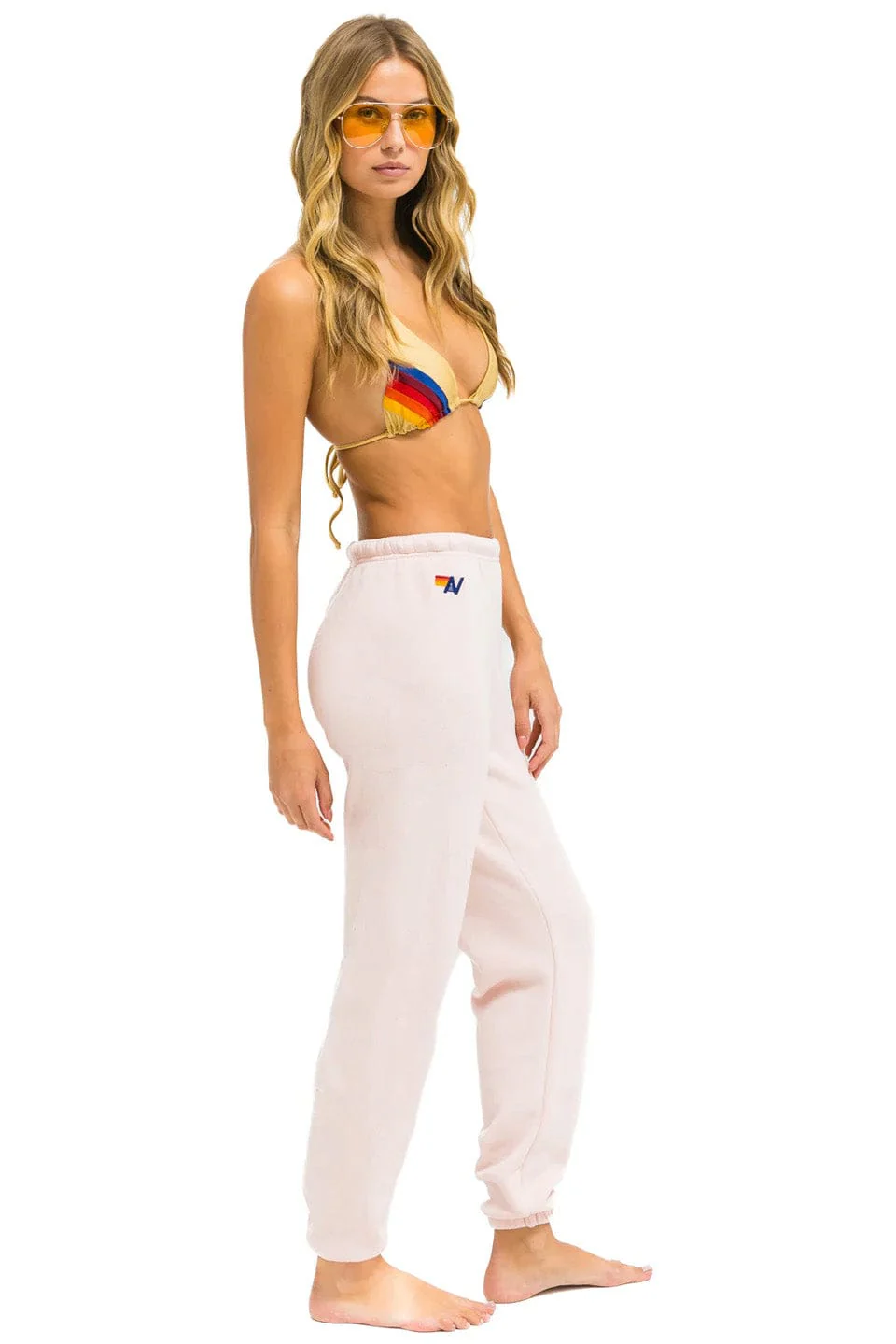 5 STRIPE SWEATPANTS - LIGHT PINK // RAINBOW WHITE - Image 3