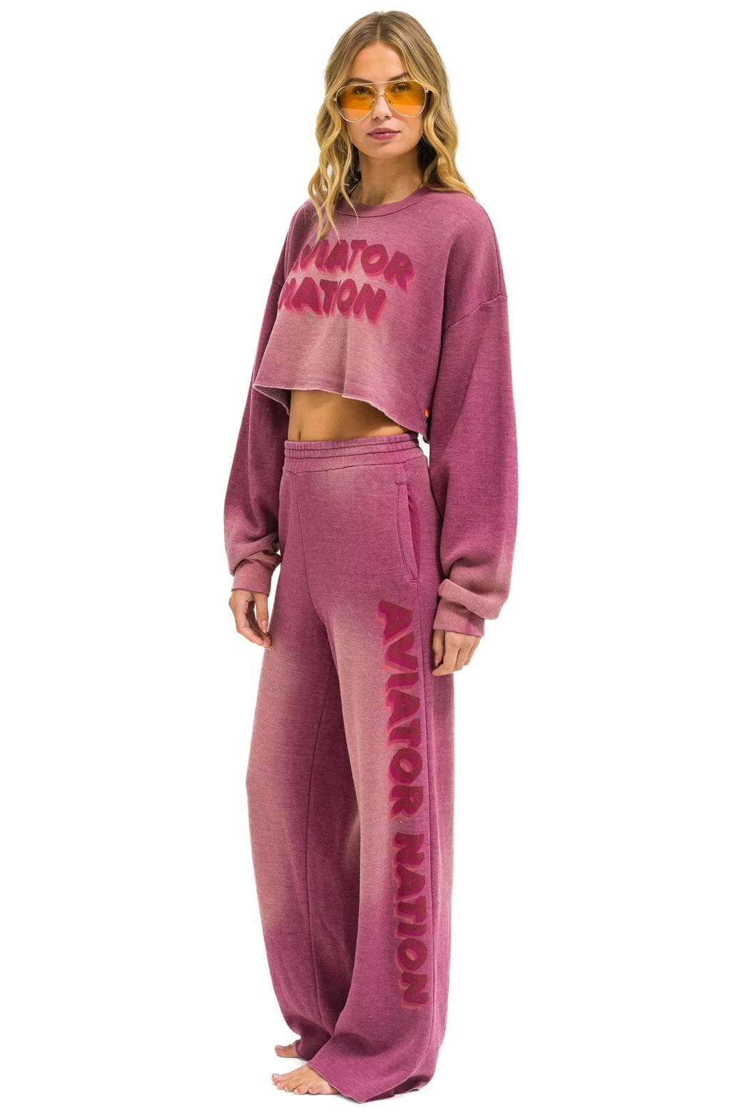 AN 3D WIDE LEG POCKET SWEATPANTS - FADED BERRY - Image 5