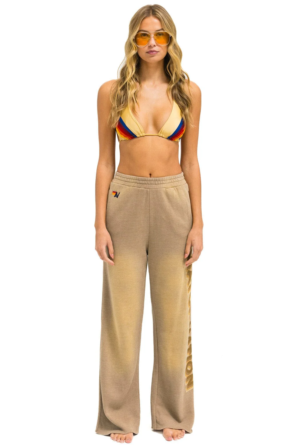 AN 3D WIDE LEG POCKET SWEATPANTS - FADED TAN - Image 2