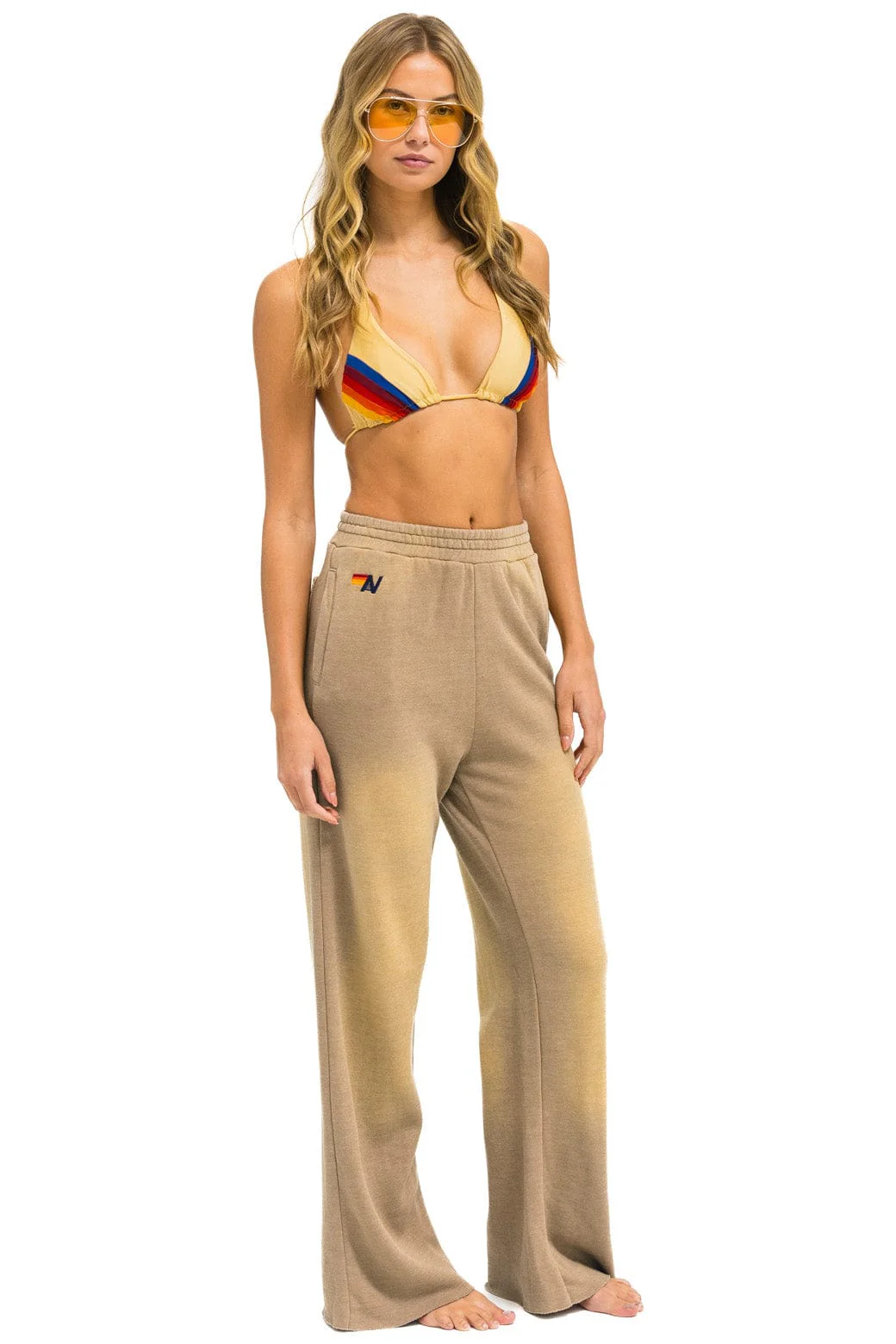 AN 3D WIDE LEG POCKET SWEATPANTS - FADED TAN - Image 3