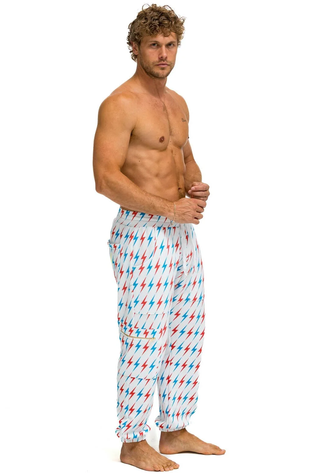 AVIATOR BOLT EMBROIDERY SWEATPANTS - WHITE // USA - Image 4