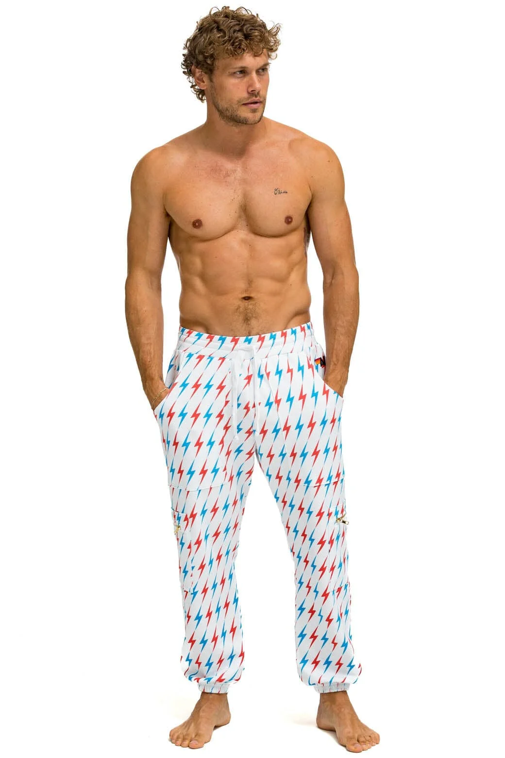 AVIATOR BOLT EMBROIDERY SWEATPANTS - WHITE // USA - Image 5