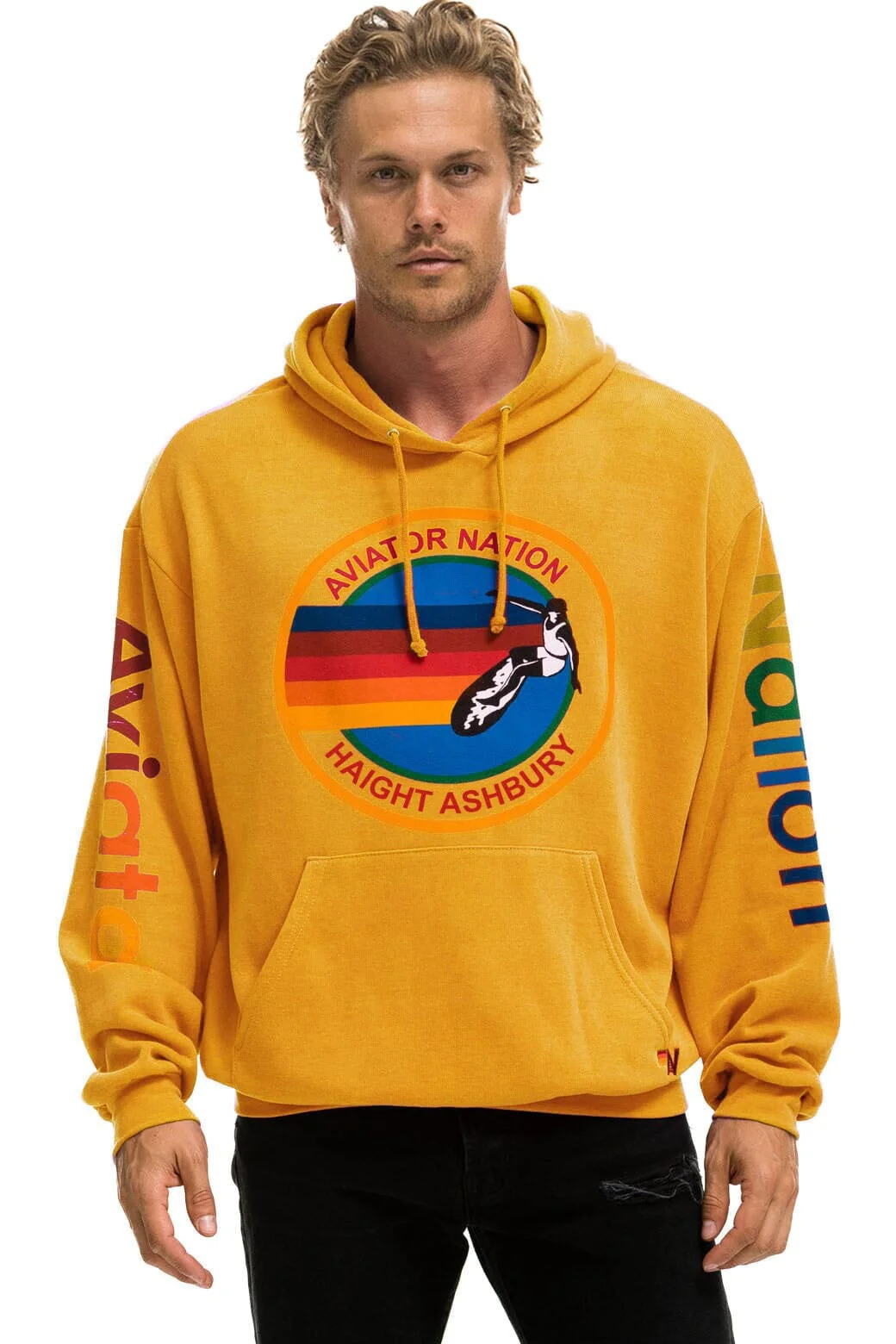 AVIATOR NATION HAIGHT ASHBURY RELAXED PULLOVER HOODIE - GOLD - Image 2