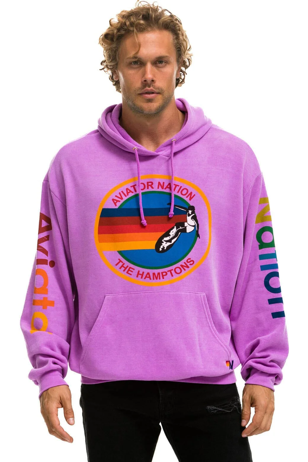 AVIATOR NATION HAMPTONS RELAXED PULLOVER HOODIE - NEON PURPLE - Image 2