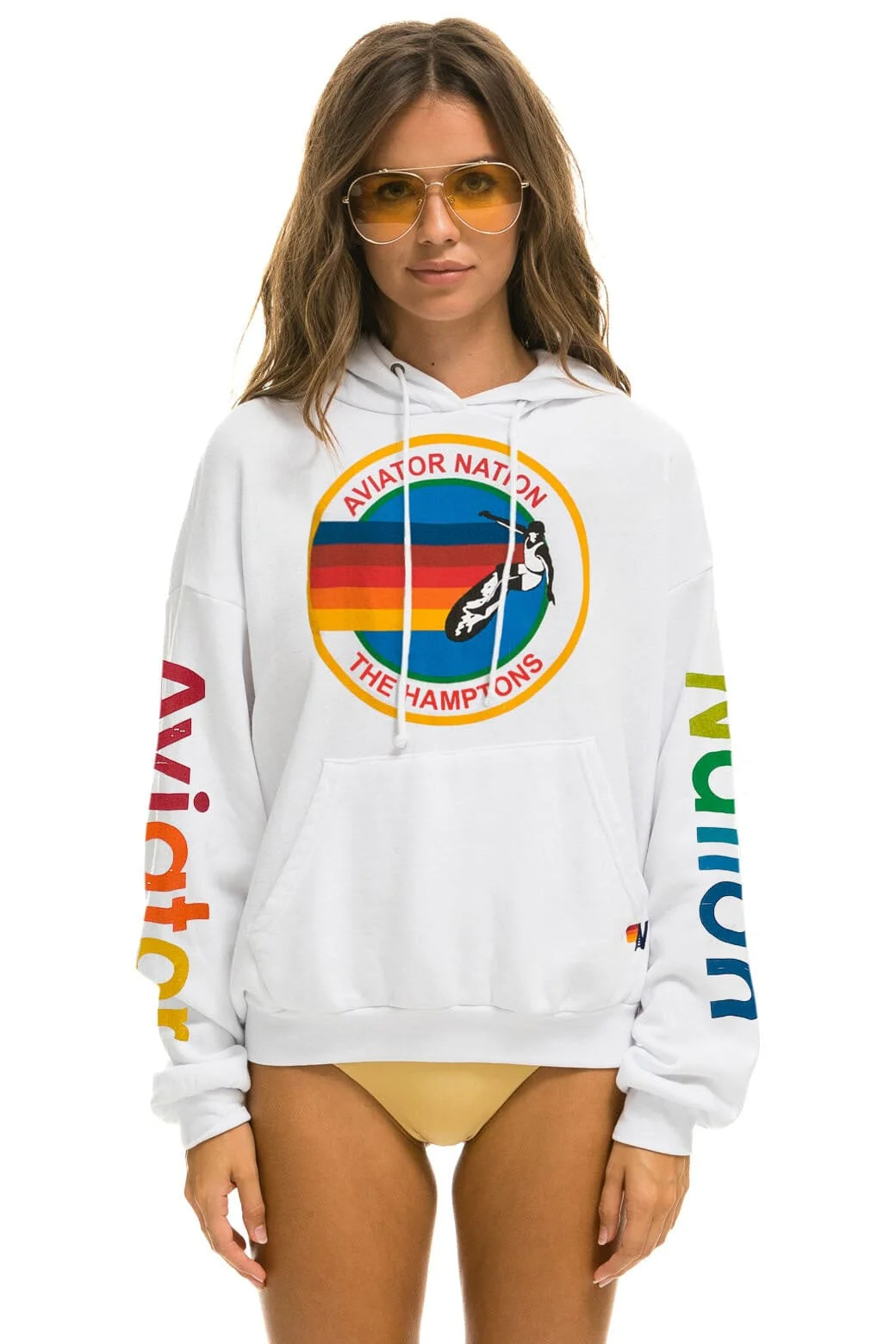 AVIATOR NATION HAMPTONS RELAXED PULLOVER HOODIE - WHITE - Image 2