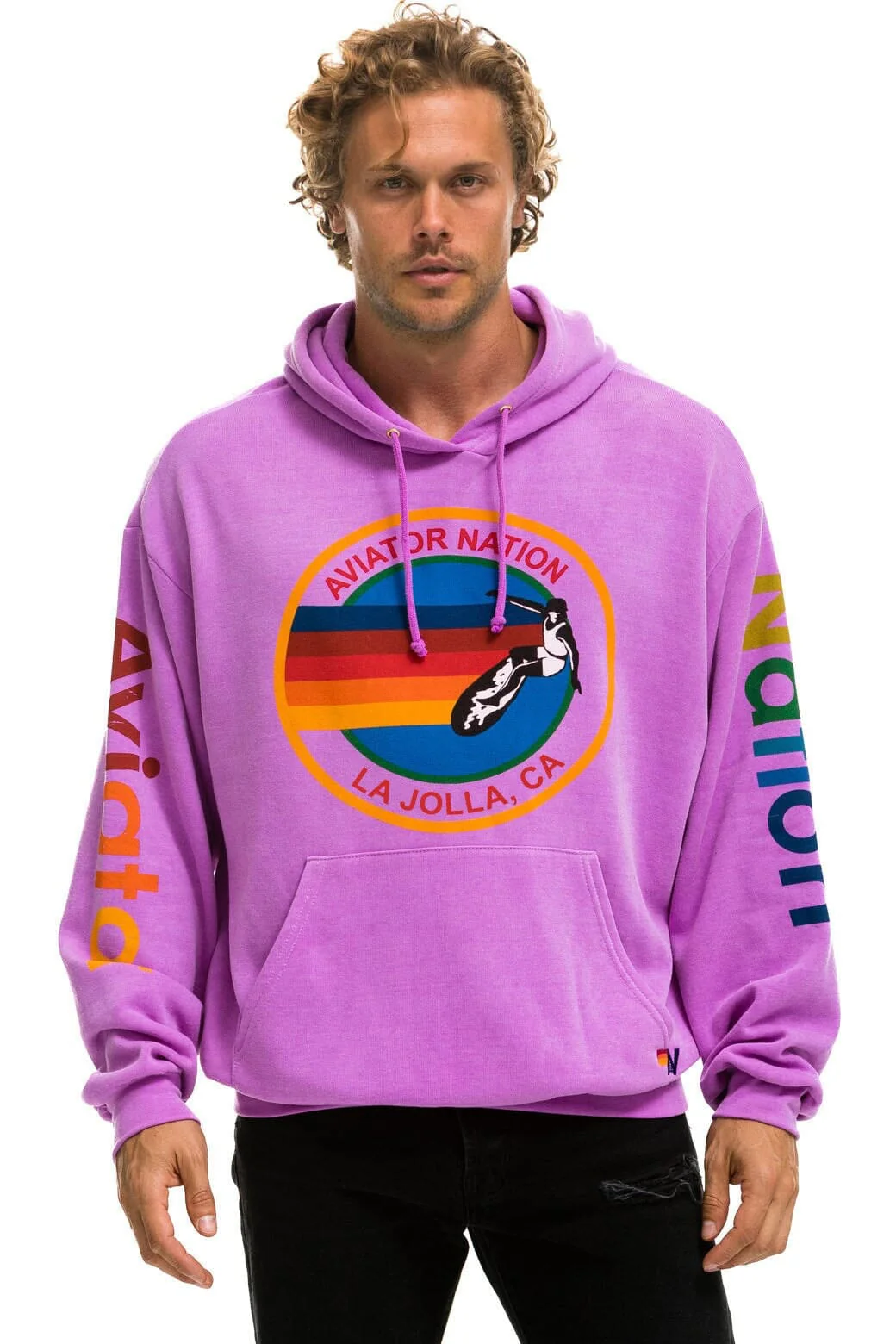 AVIATOR NATION LA JOLLA RELAXED PULLOVER HOODIE - NEON PURPLE - Image 2
