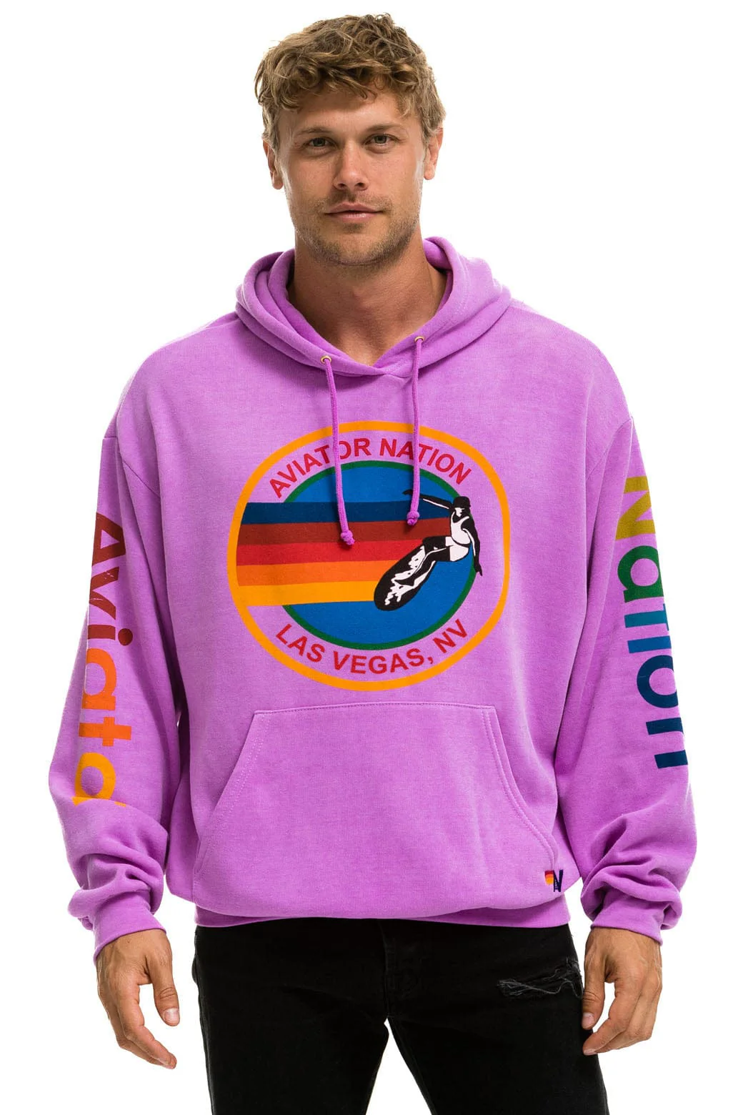 AVIATOR NATION LAS VEGAS RELAXED PULLOVER HOODIE - NEON PURPLE - Image 2