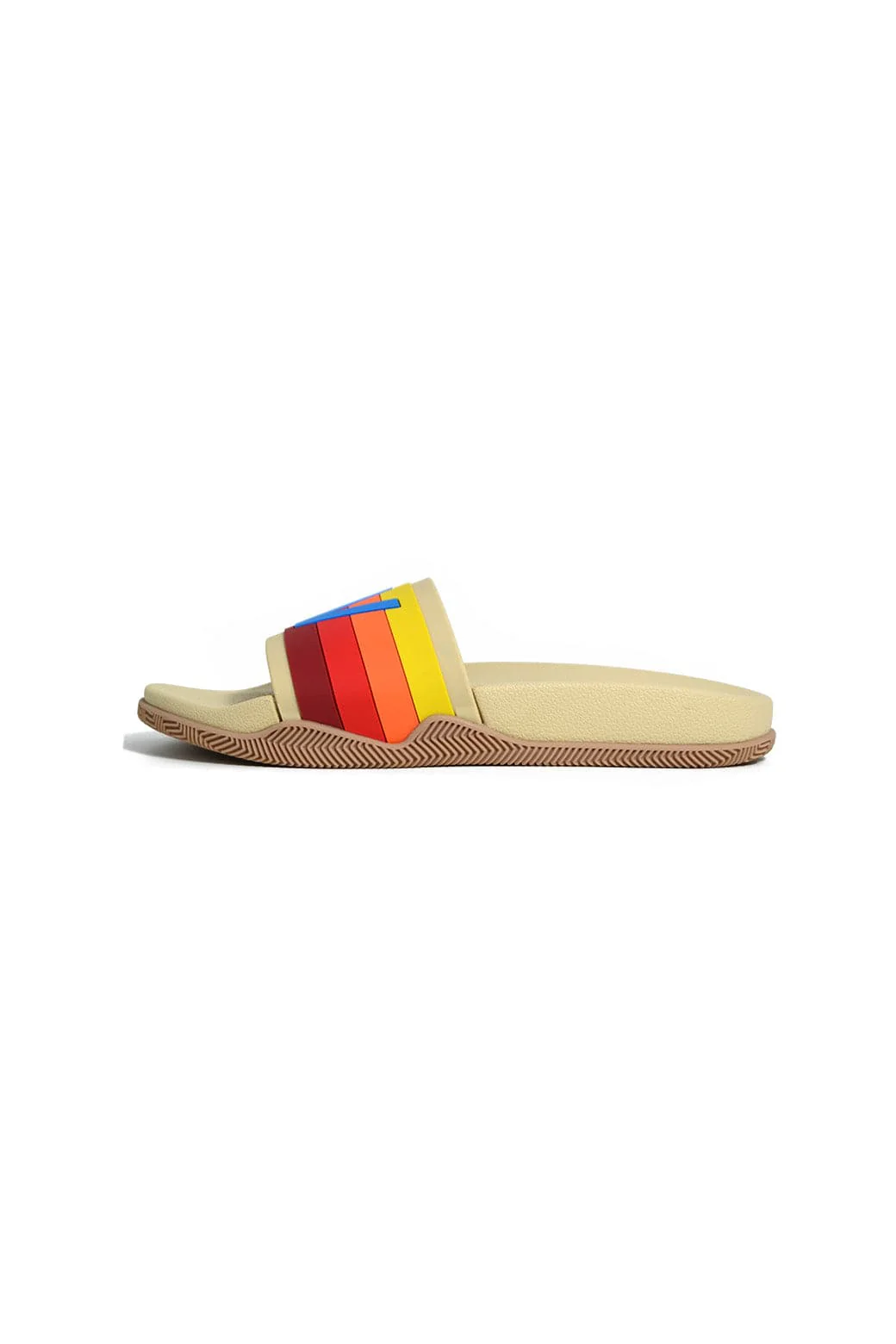 AVIATOR NATION LOGO RAINBOW 4 STRIPE SLIDES - VINTAGE WHITE - Image 3