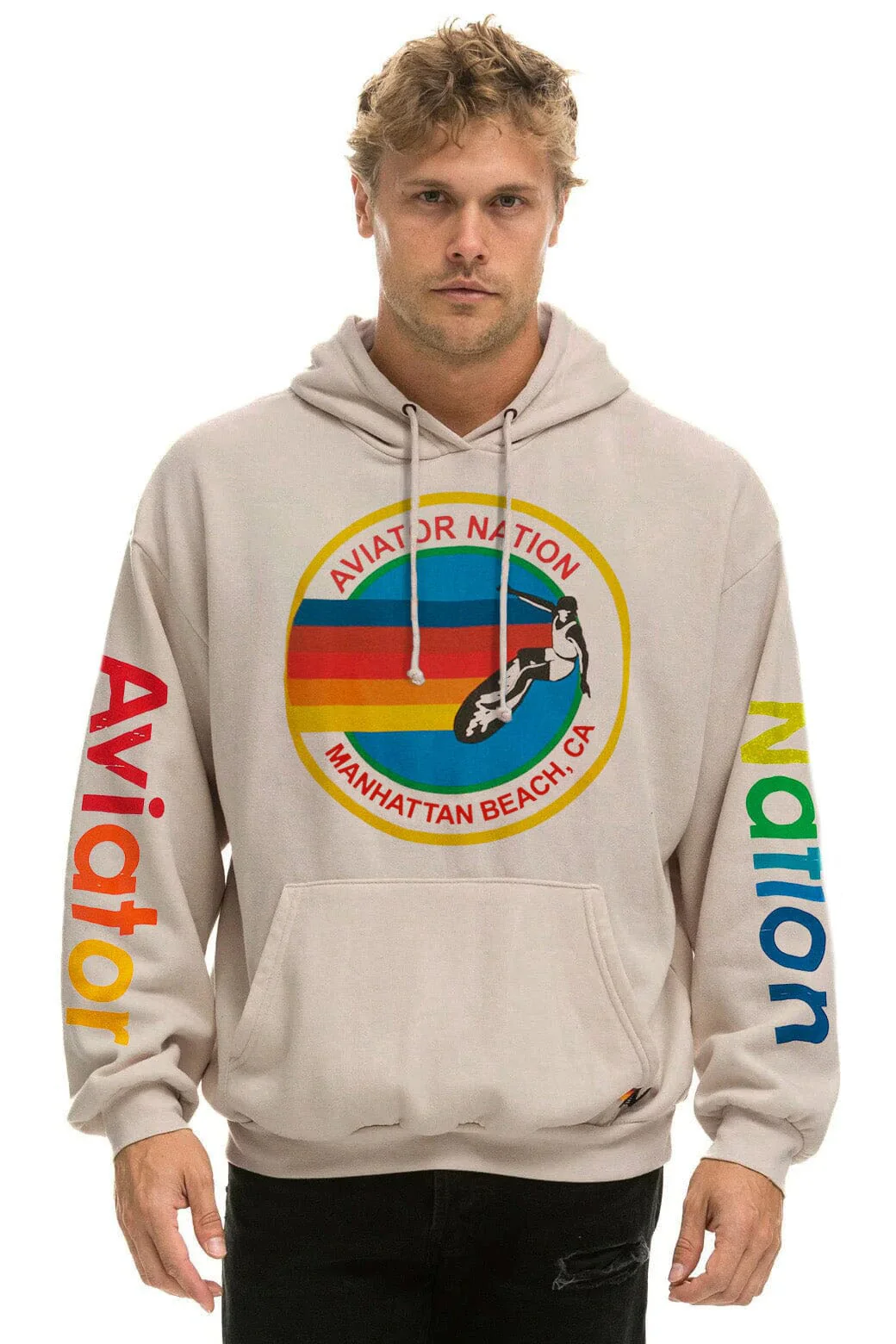 AVIATOR NATION MANHATTAN BEACH RELAXED PULLOVER HOODIE - SAND - Image 2