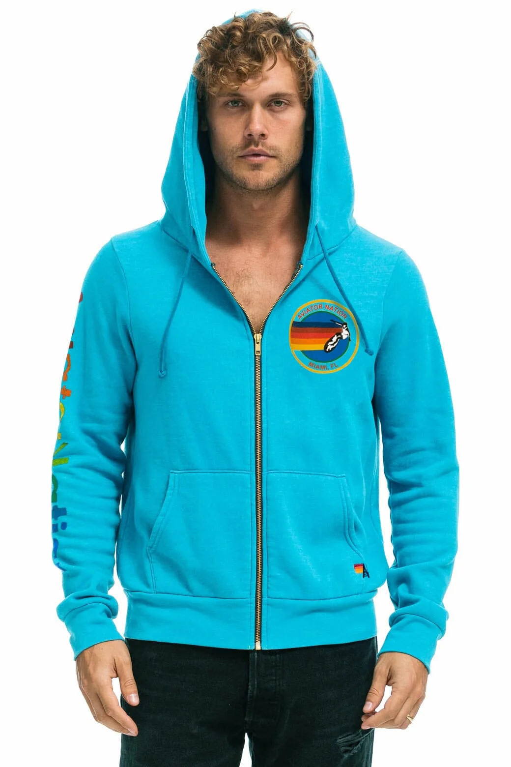 AVIATOR NATION MIAMI HOODIE - NEON BLUE - Image 2