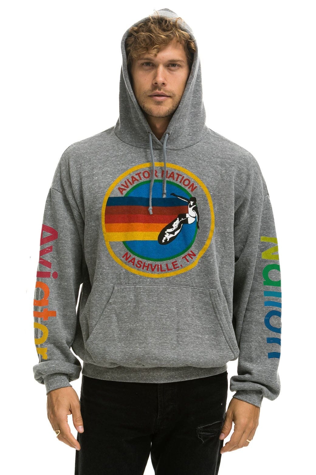 AVIATOR NATION NASHVILLE RELAXED PULLOVER HOODIE - HEATHER GREY - Image 2