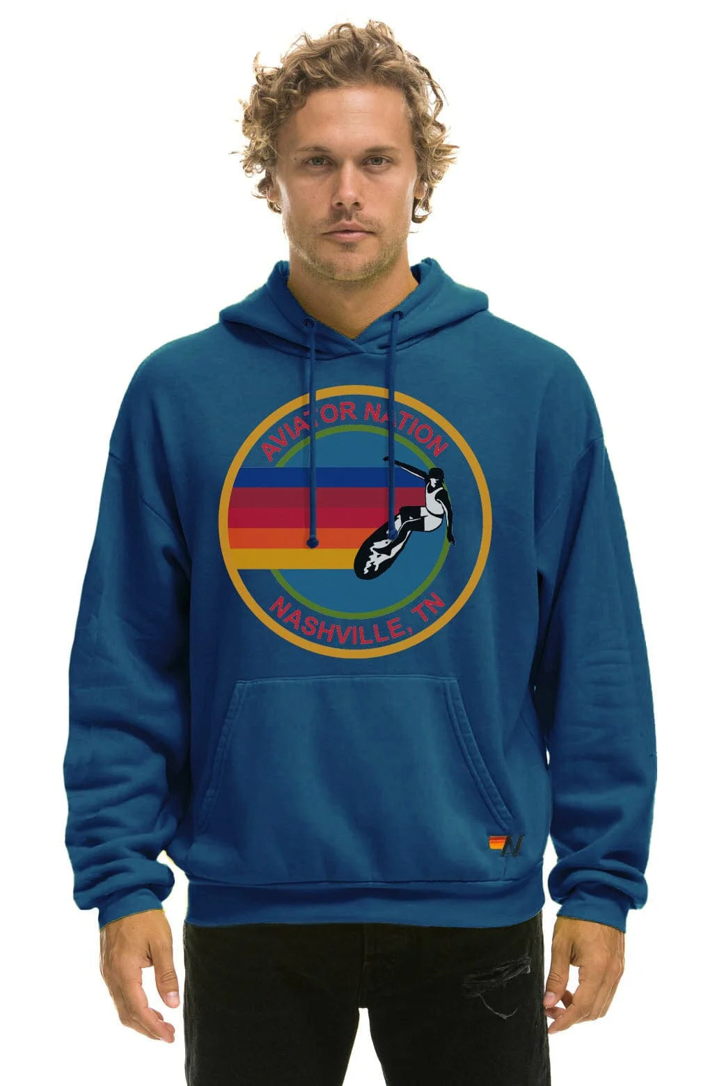 AVIATOR NATION NASHVILLE RELAXED PULLOVER HOODIE - ROYAL - Image 2