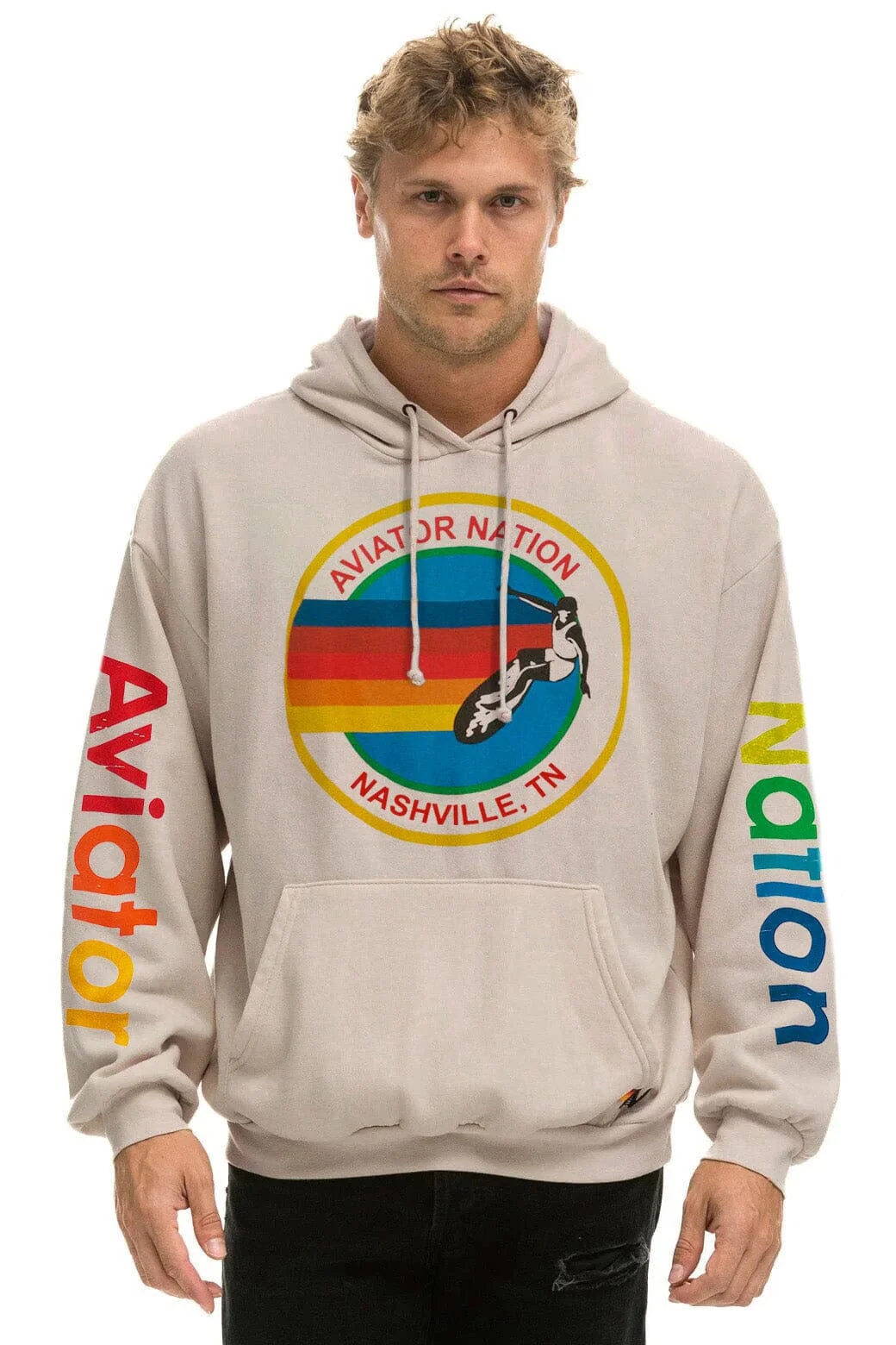 AVIATOR NATION NASHVILLE RELAXED PULLOVER HOODIE - SAND - Image 2