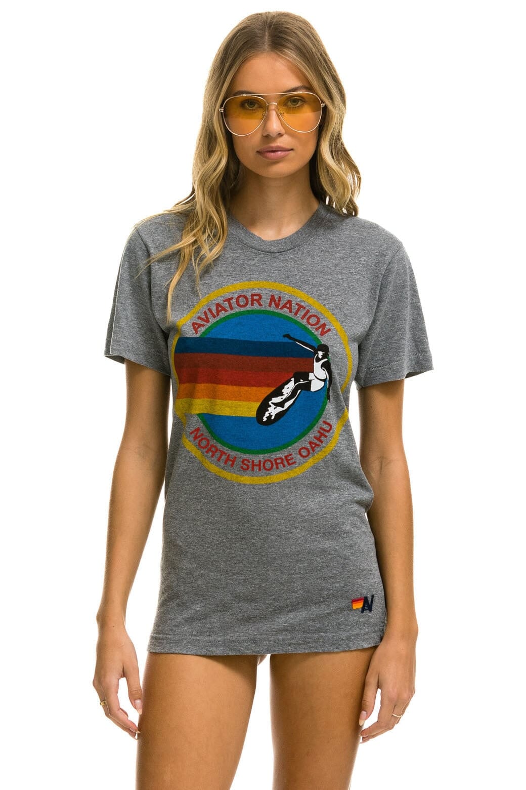 AVIATOR NATION NORTH SHORE TEE - HEATHER GREY - Image 2