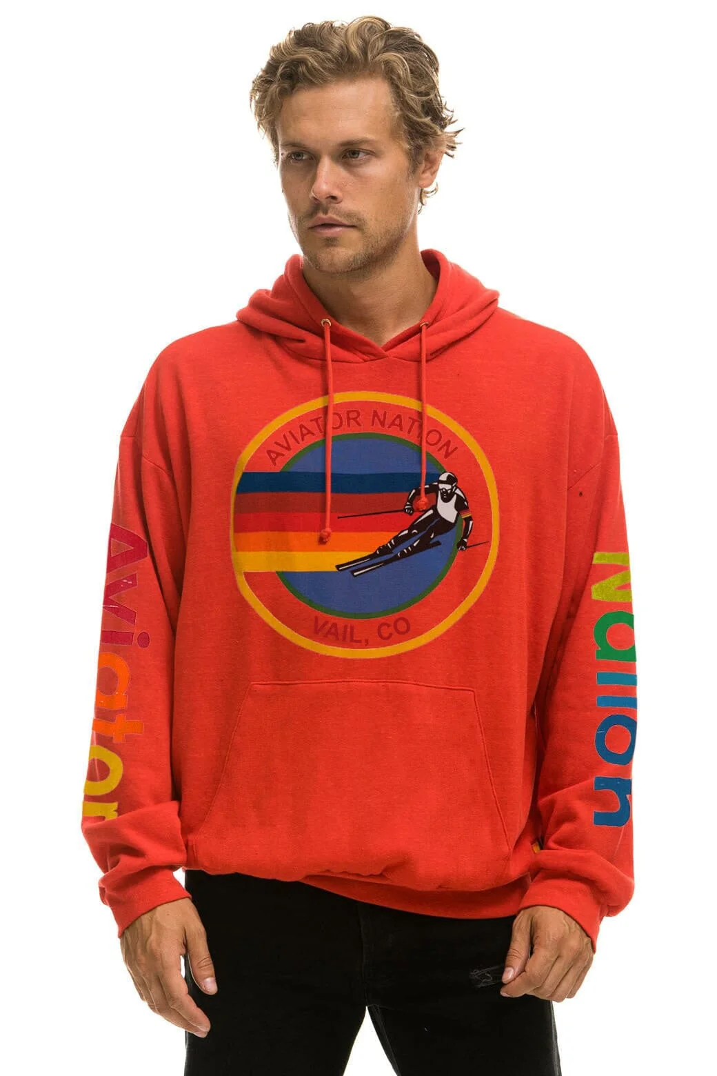 AVIATOR NATION VAIL RELAXED PULLOVER HOODIE - RED - Image 2
