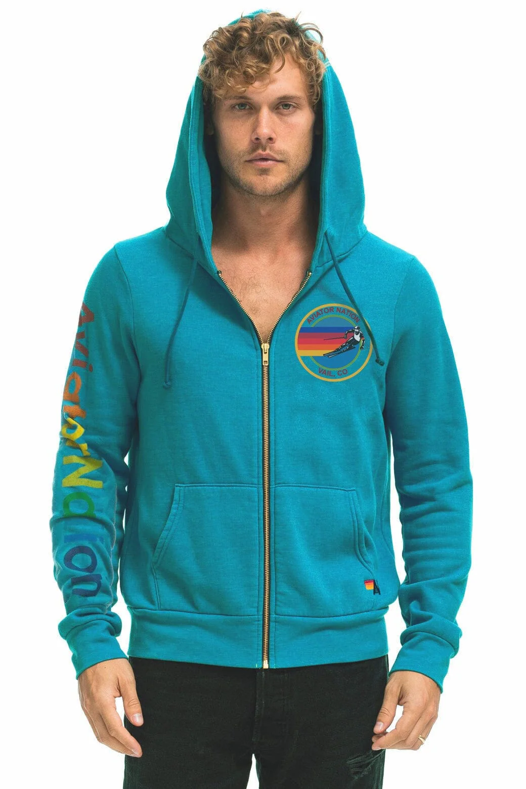 AVIATOR NATION VAIL ZIP HOODIE - TEAL - Image 2