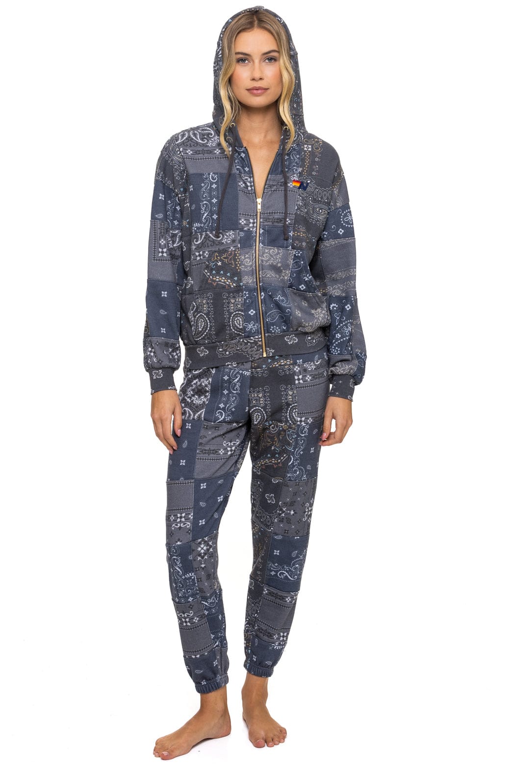 BANDANA QUILTED RELAXED ZIP HOODIE - CHARCOAL - Image 12