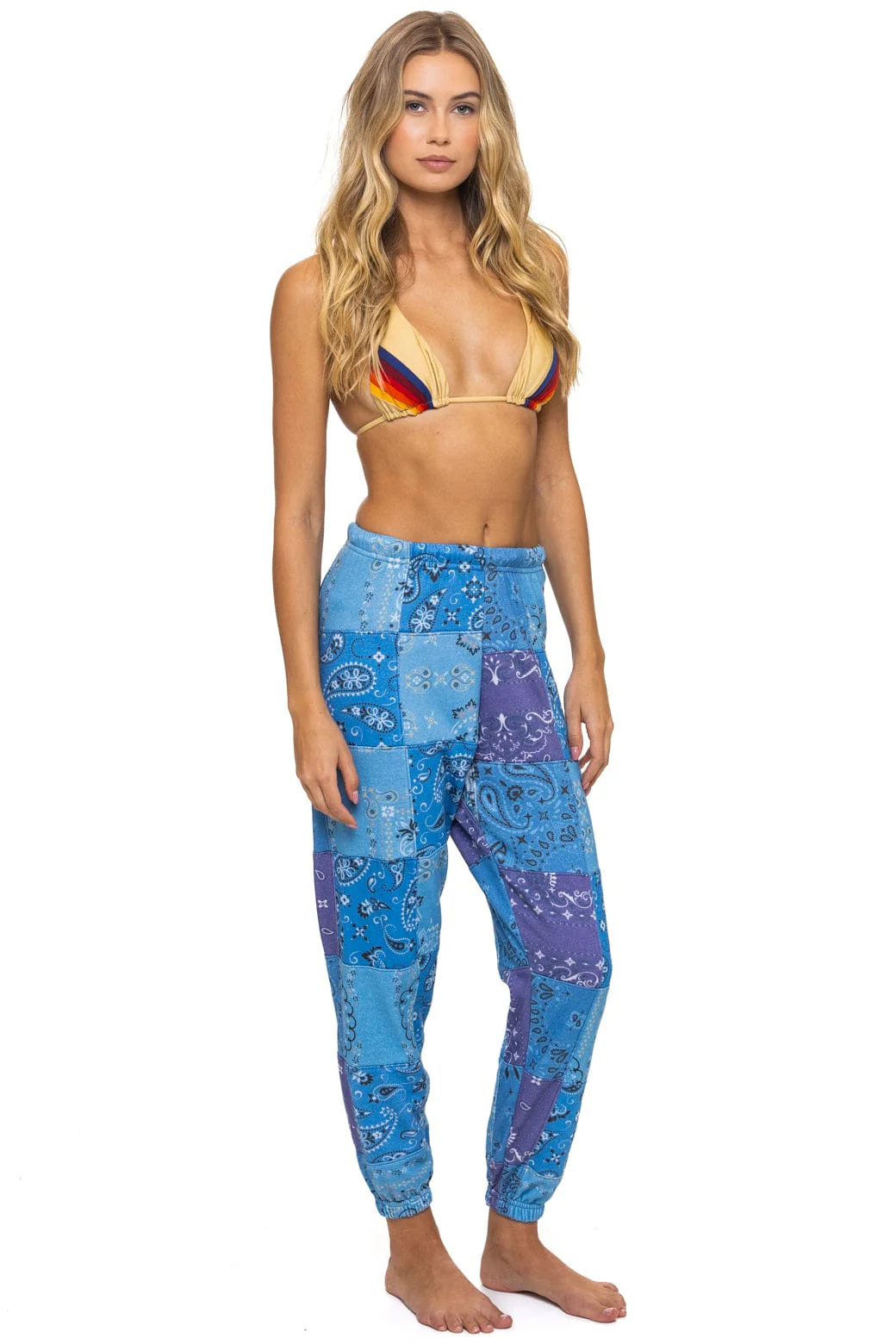 BANDANA QUILTED SWEATPANTS - BLUE - Image 5