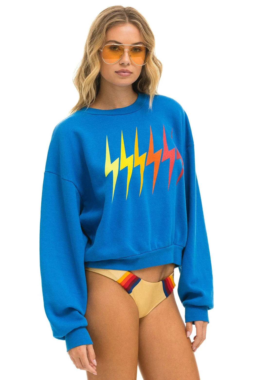BOLT GRADIENT RELAXED CREW SWEATSHIRT - OCEAN // RAINBOW - Image 3