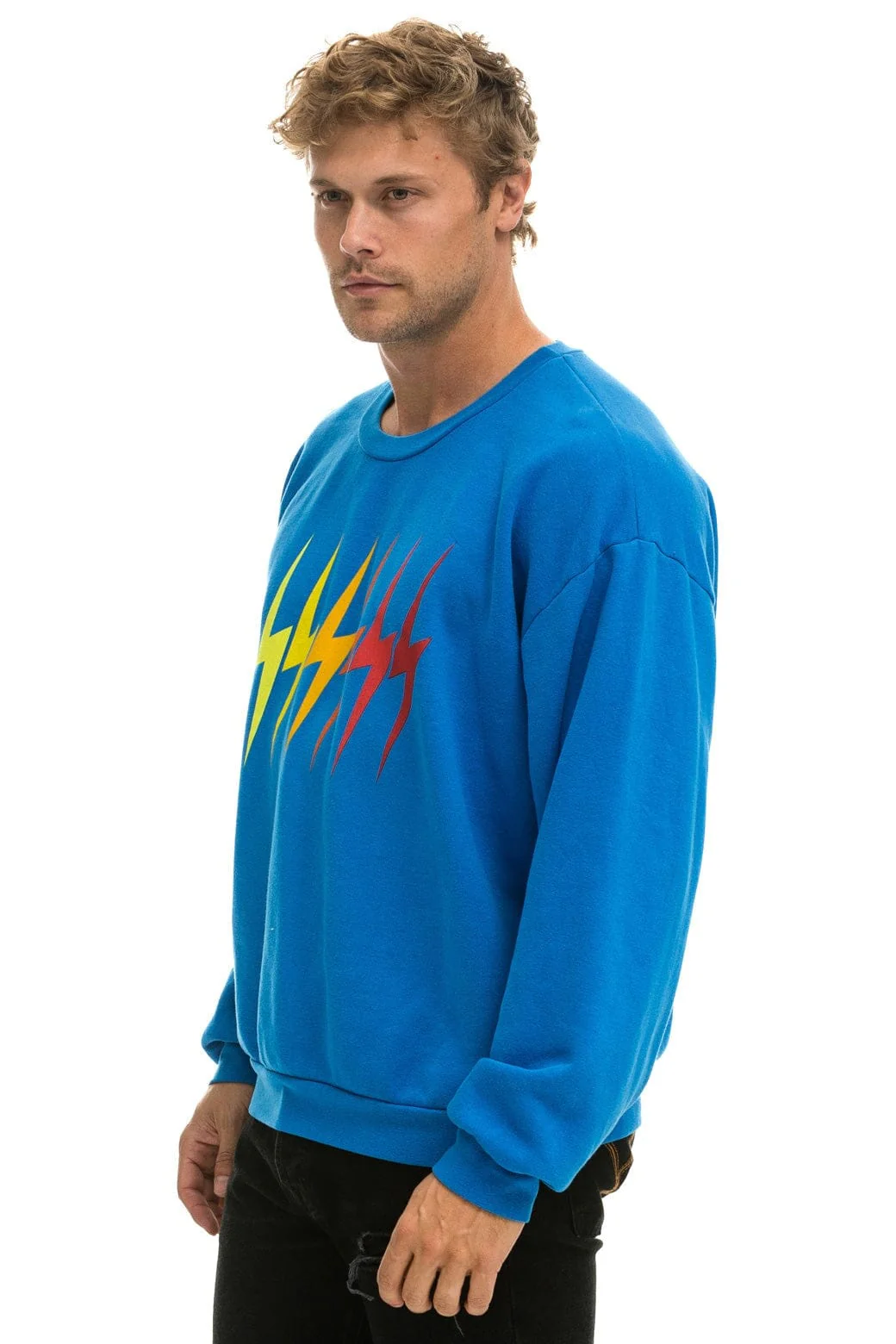 BOLT GRADIENT RELAXED CREW SWEATSHIRT - OCEAN // RAINBOW - Image 8