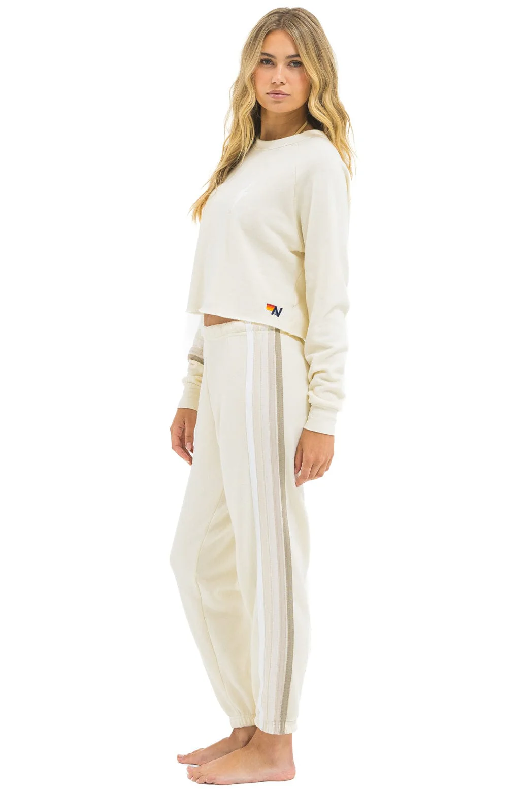 BOLT RUGBY STITCH CROPPED CREW SWEATSHIRT - VINTAGE WHITE // WHITE GREY - Image 5