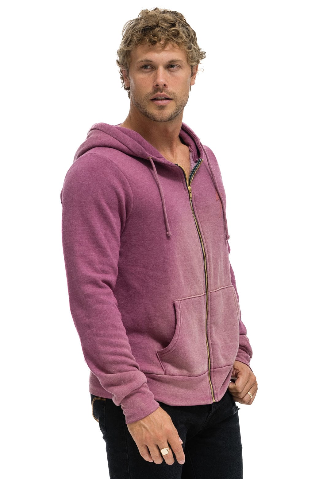 BOLT STITCH 2 ZIP HOODIE - FADED BERRY - Image 6