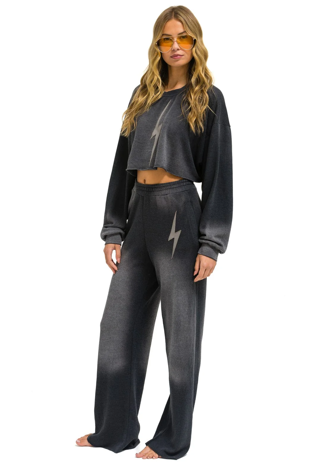 BOLT STITCH WIDE LEG POCKET SWEATPANTS - FADED SMOKE - Image 6