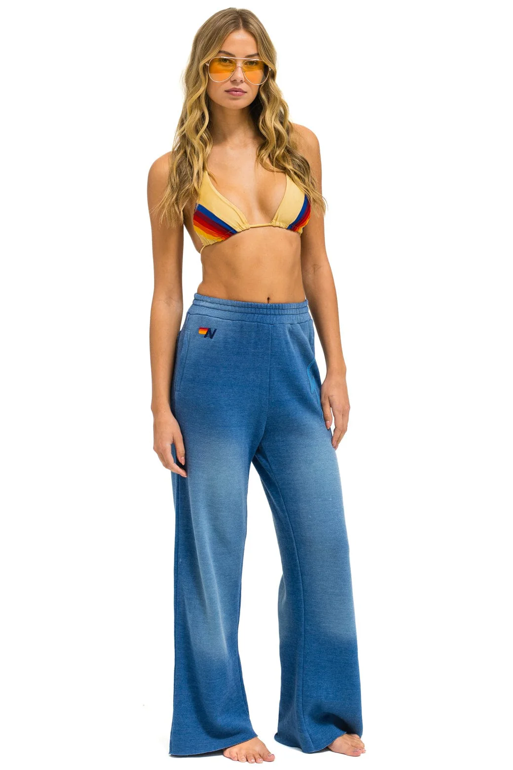BOLT STITCH WIDE LEG POCKET SWEATPANTS - FADED WATER - Image 3