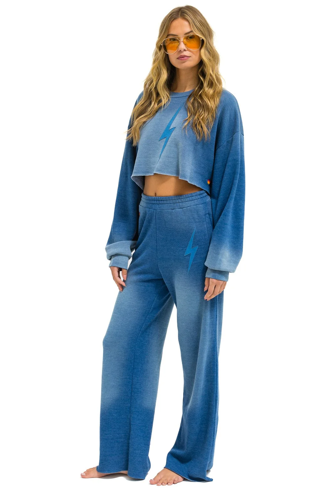 BOLT STITCH WIDE LEG POCKET SWEATPANTS - FADED WATER - Image 6