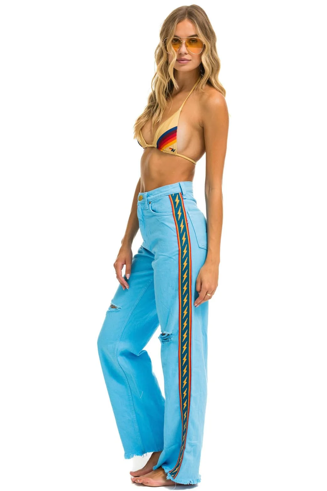 BOLT STRIPE HI RISE WIDE-LEG GYPSY JEAN - SKY - Image 3