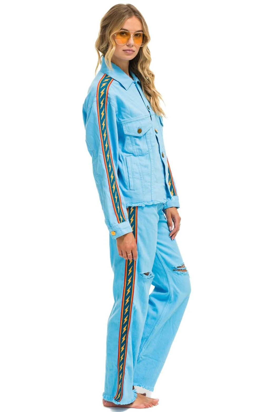 BOLT STRIPE HI RISE WIDE-LEG GYPSY JEAN - SKY - Image 5
