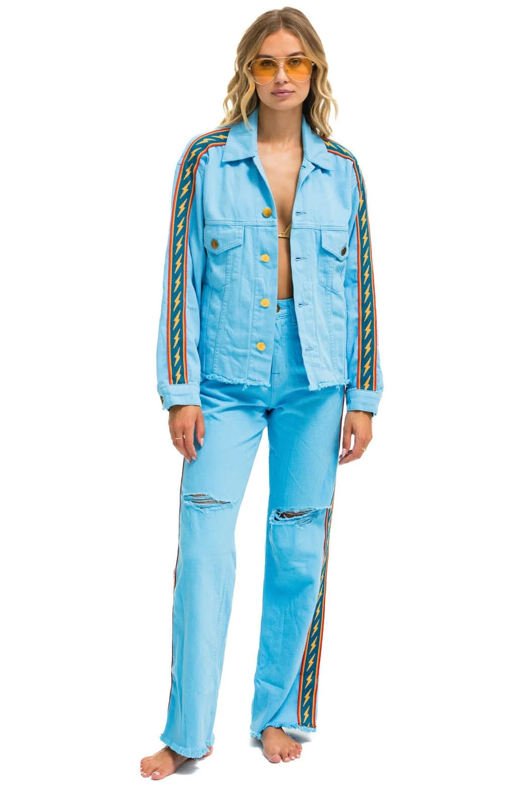 BOLT STRIPE HI RISE WIDE-LEG GYPSY JEAN - SKY - Image 6