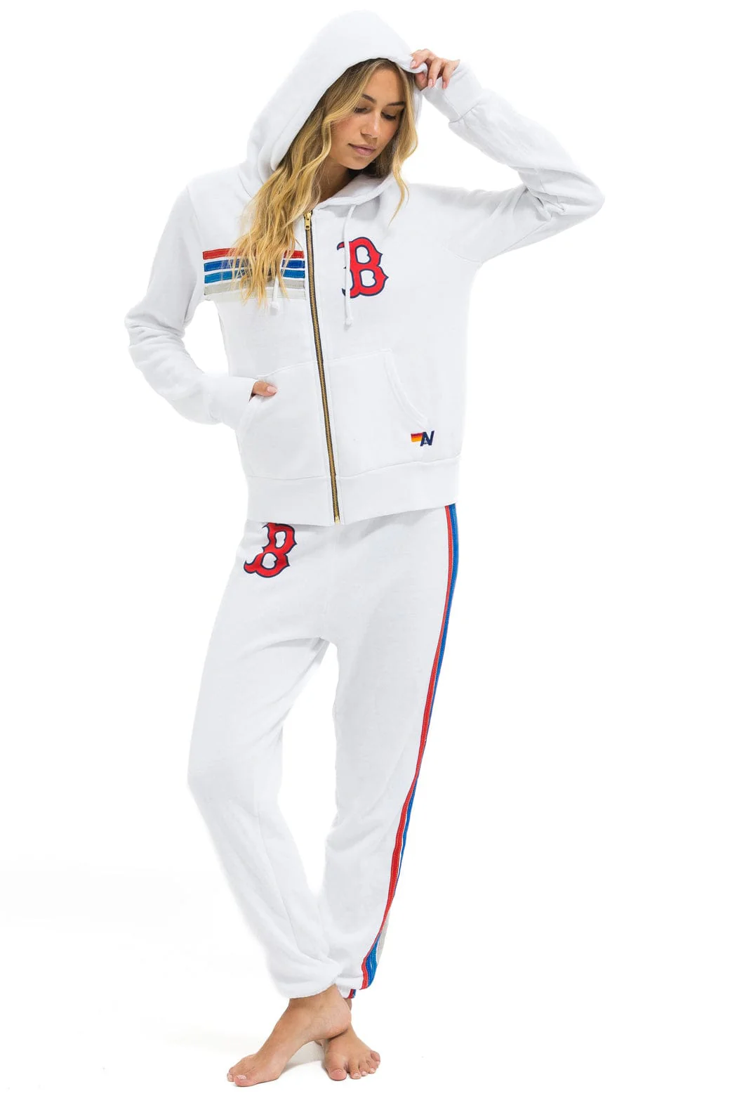 BOSTON RED SOX 5 STRIPE SWEATPANTS - WHITE // USA - Image 5