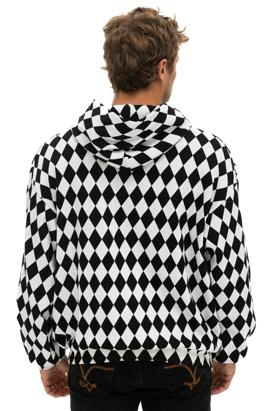 DIAMOND SMILEY 2 EMBRIODERY RELAXED PULLOVER HOODIE - WHITE // BLACK - Image 8