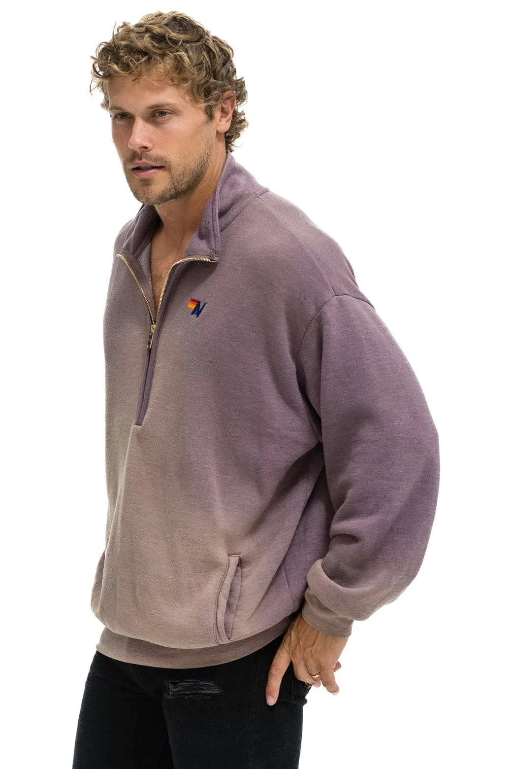 ESSENTIAL HALF ZIP RELAXED SWEATSHIRT - FADED MOCHA - Image 4