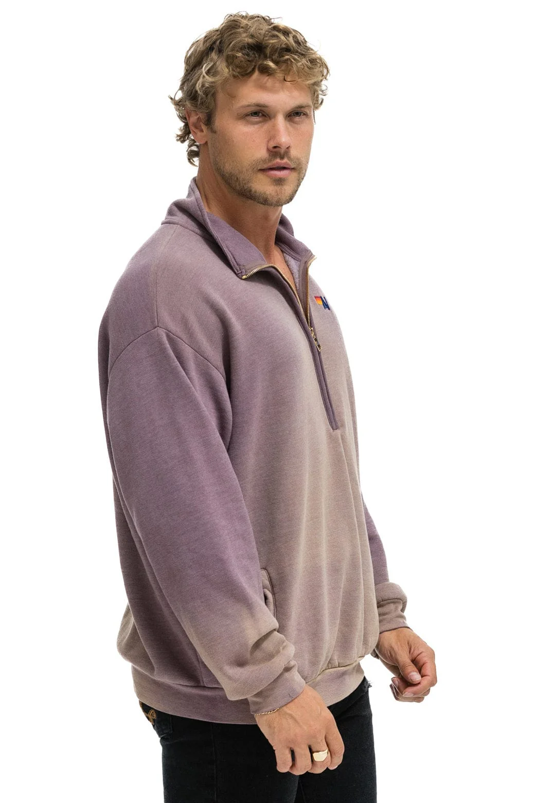 ESSENTIAL HALF ZIP RELAXED SWEATSHIRT - FADED MOCHA - Image 6