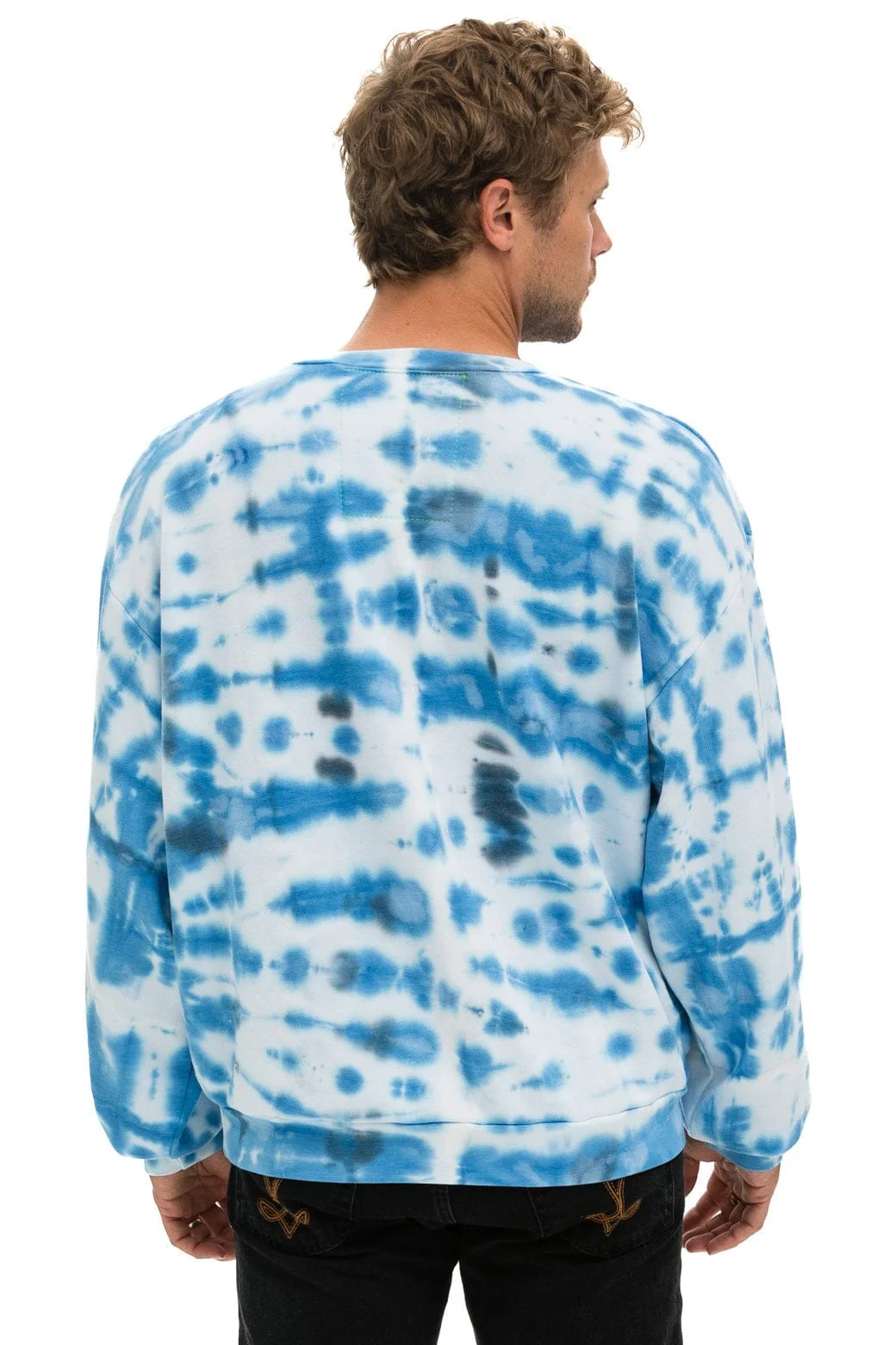 HAND DYED RELAXED CREW SWEATSHIRT - TIE DYE BLUE - Image 8