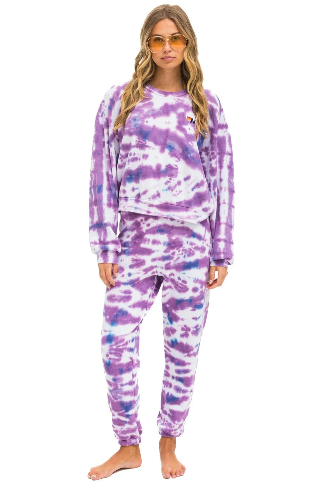HAND DYED RELAXED CREW SWEATSHIRT - TIE DYE MAGENTA - Image 6