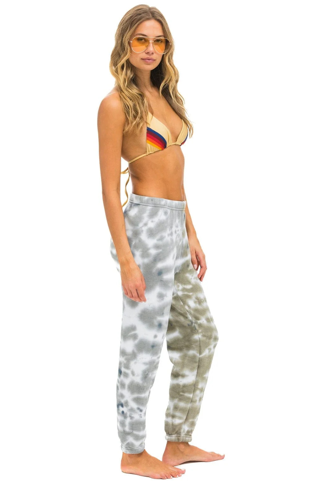 HAND DYED SWEATPANTS - TIE DYE GREY //  OLIVE - Image 3