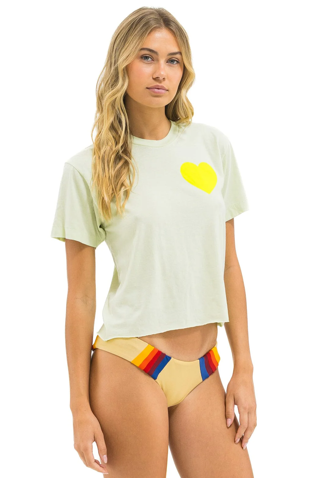 HEART PRINT BOYFRIEND TEE - LIME CREAM // NEON YELLOW - Image 4