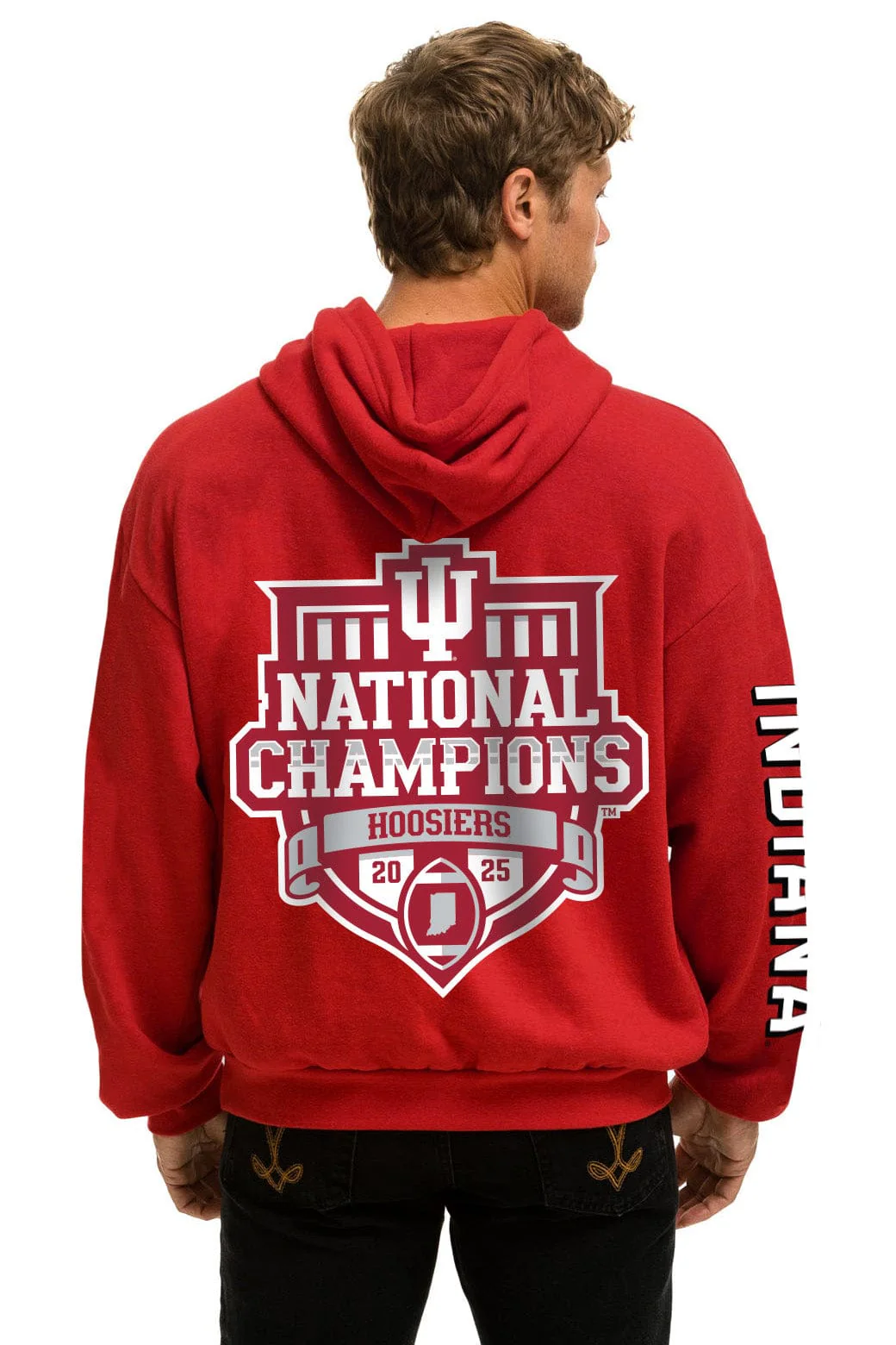 INDIANA UNIVERSITY 2025 CHAMPIONS RELAXED PULLOVER HOODIE - CRIMSON - Image 4