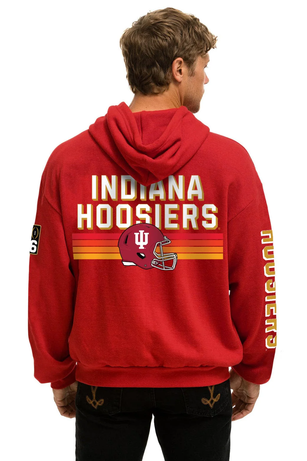 INDIANA UNIVERSITY CFP CHAMPIONS 2026 RELAXED PULLOVER HOODIE - CRIMSON - Image 4