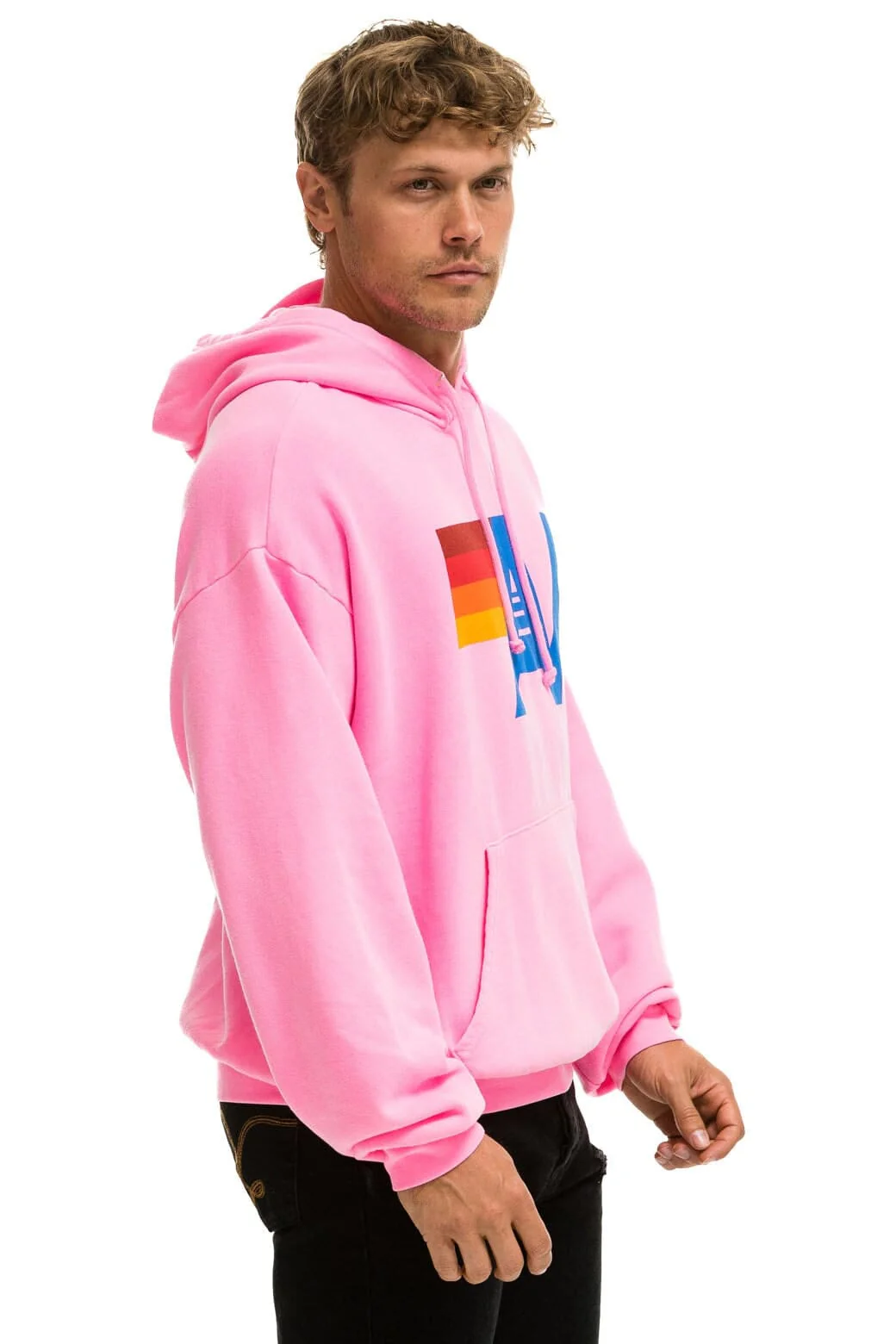 LOGO PULLOVER RELAXED HOODIE - NEON PINK - Image 8