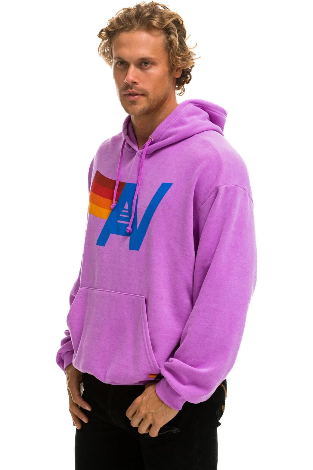 LOGO PULLOVER RELAXED HOODIE - NEON PURPLE - Image 4
